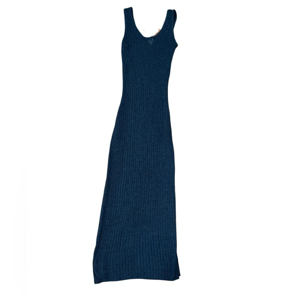 Shade & Shore Women’s Deep Teal Sleeveless Dress Knit Crochet Swim Maxi Coverup - Picture 3 of 11